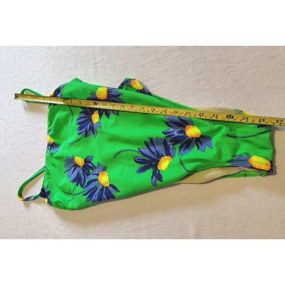 Vtg 90s LeBlanca 14 Green Neon Daisy One Piece Swimsuit High Cut Vintage Retro - Picture 9 of 9